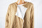Alfani Women's Brown Open Front Color Block Double Knit Sweater Cardigan Shrug M - evorr.com