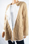 Alfani Women's Brown Open Front Color Block Double Knit Sweater Cardigan Shrug M - evorr.com