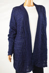 Lauren Ralph Lauren Women's Blue Open Front Cable Knit Cardigan Shrug Top L - evorr.com
