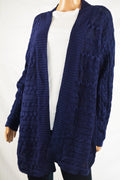 Lauren Ralph Lauren Women's Blue Open Front Cable Knit Cardigan Shrug Top L - evorr.com