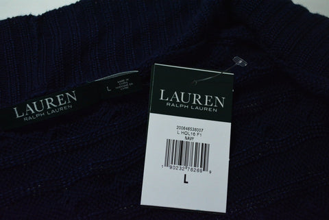 Lauren Ralph Lauren Women's Blue Open Front Cable Knit Cardigan Shrug Top L - evorr.com