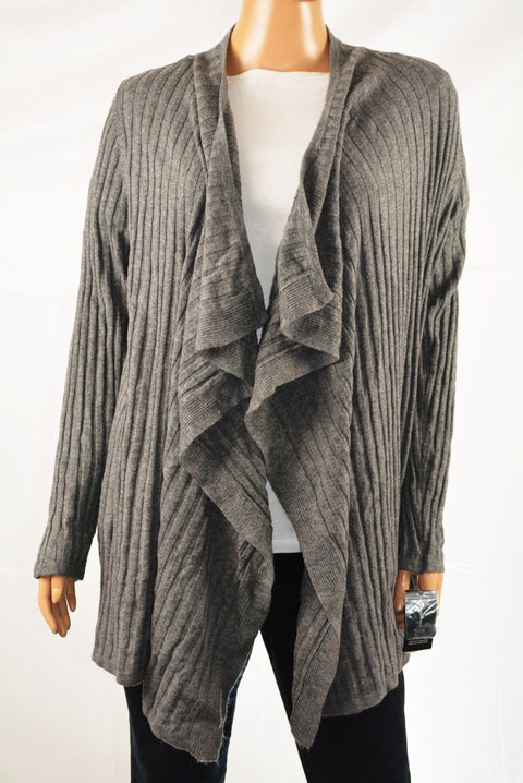 INC International Concepts Gray Draped Open-Front Ribbed Cardigan Shrug XL - evorr.com