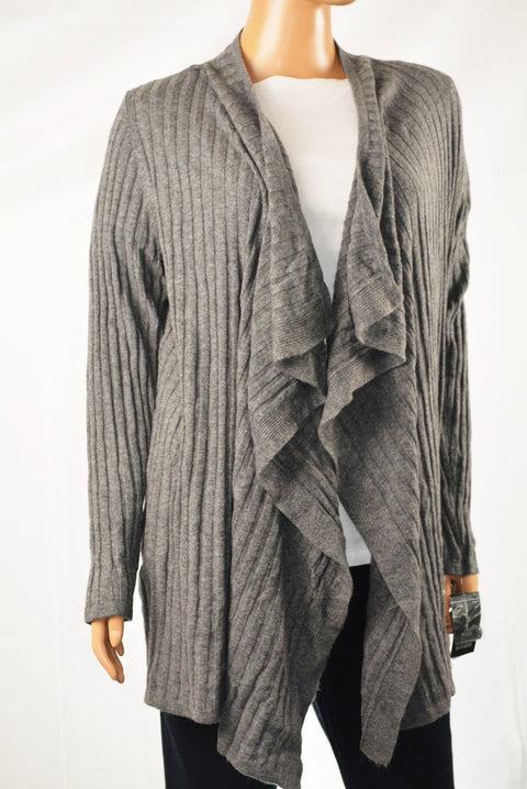 INC International Concepts Gray Draped Open-Front Ribbed Cardigan Shrug XL - evorr.com