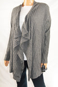 INC International Concepts Gray Draped Open-Front Ribbed Cardigan Shrug XL - evorr.com