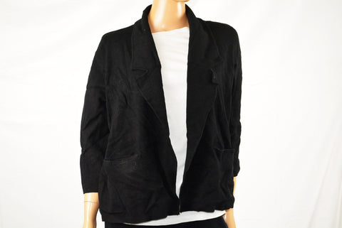 Alfani Women's Shawl Collar 3/4 Sleeve Black Open Front Sweater Cardigan M - evorr.com