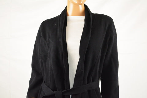 Alfani Women's 3/4 Sleeve Black Open Front Belted Sweater Jacket Cardigan L - evorr.com