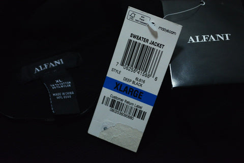 Alfani Women's 3/4 Sleeve Black Open Front Belted Sweater Jacket Cardigan XL - evorr.com