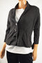 Alfani Women Shawl Collar 3/4 Sleeve Gray Three-Button Cardigan Sweater Jacket L - evorr.com