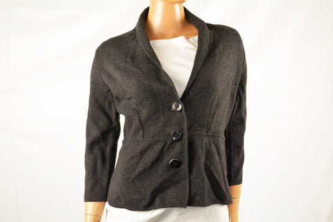 Alfani Women Shawl Collar 3/4 Sleeve Gray Three-Button Cardigan Sweater Jacket S - evorr.com