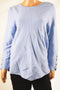 Alfani Women's Crew Neck Buttoned Cuff Blue Ribbed Swing Sweater  XL - evorr.com