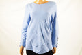 Alfani Women's Crew Neck Buttoned Cuff Blue Ribbed Swing Sweater  XL - evorr.com