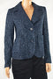 Michael Kors Women Shawl Collar Blue Tweed Metallic Two-Button Blazer Jacket 2 - evorr.com