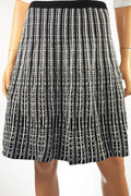 Anne Klein Women's Black Printed Striped Pull-On A-Line Knit Sweater Skirt L - evorr.com