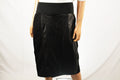 Calvin Klein  Women's Stretch Black Pull-On Faux-Leather Straight Pencil Skirt L - evorr.com