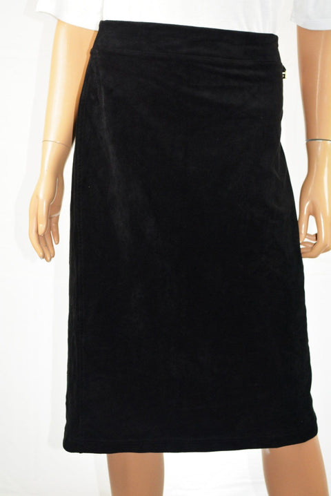 Calvin Klein Women's Stretch Black Pull-On Faux-Suede Straight Pencil Skirt M - evorr.com
