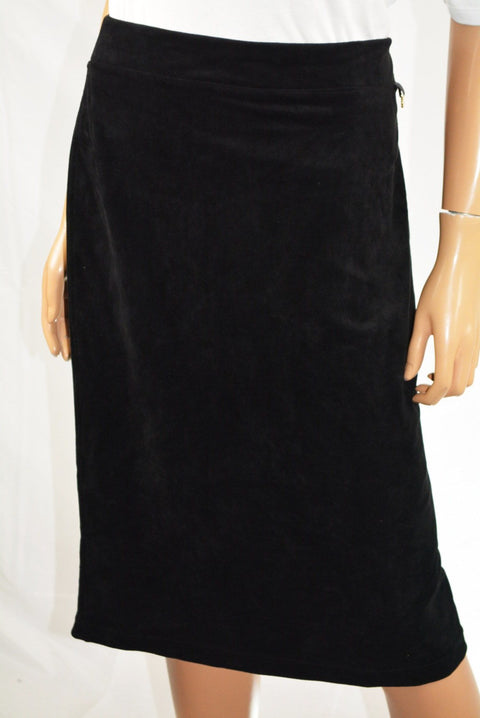 Calvin Klein Women's Stretch Black Pull-On Faux-Suede Straight Pencil Skirt M - evorr.com