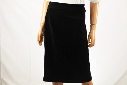 Calvin Klein Women's Stretch Black Pull-On Faux-Suede Straight Pencil Skirt M - evorr.com