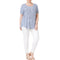 NY Collection Womens Plus High Low Blue White Striped T-Shirt Blouse Top Plus 1X