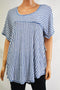 NY Collection Womens Plus High Low Blue White Striped T-Shirt Blouse Top Plus 1X