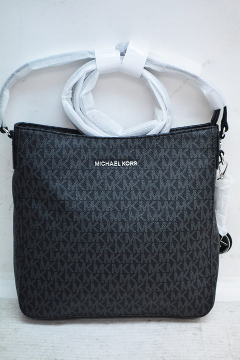 Michael kors Women Large MK Signature Jet Crossbody Shoulder Bag Black