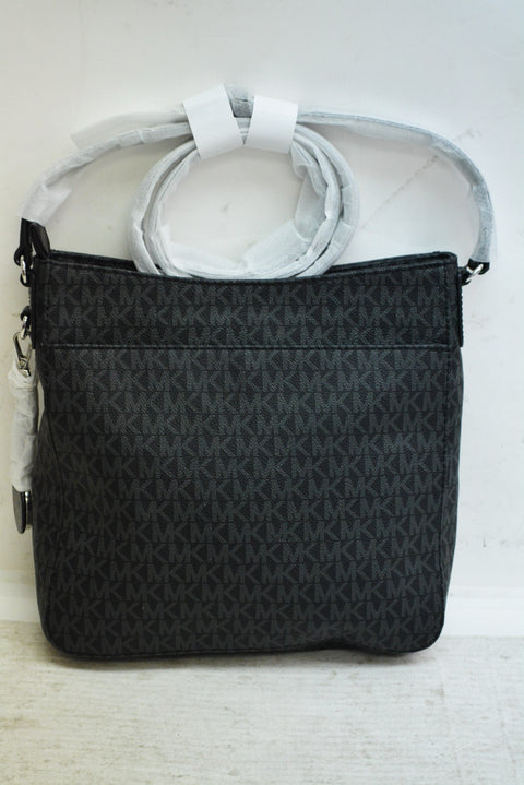 Michael kors Women Large MK Signature Jet Crossbody Shoulder Bag Black