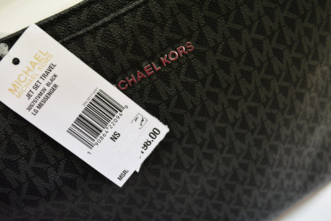 Michael kors Women Large MK Signature Jet Crossbody Shoulder Bag Black