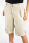 Charter Club Women's Stretch Beige Mid Rise Cuffed Bermuda Shorts 16