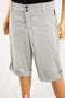 Charter Club Women Stretch Black Striped Mid Rise Cuffed Bermuda Shorts 16