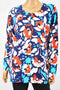 August Silk Women's Blue Printed Button Down Cardigan Sweater Plus 1X