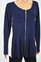 INC international Concepts Women's Blue Full-Zip Peplum Sweater Top Plus 2X