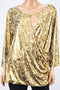 INC Concepts Women Keyhole Gold Printed Faux Wrap Blouse Top Plus 2X