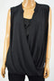 INC International Concepts Women Black Faux Wrap Blouse Top Plus 2X