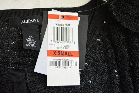 Alfani Women's Black Sequined Cardigan Shrug X-Small XS