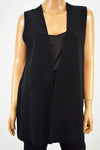 Charter Club Women Sleeveless Cotton Black Open Front Cardigan Small S