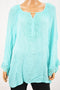 JM Collection Women Blue Keyhole Lace Trim Tunic Blouse Top X-Large XL