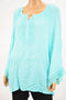 JM Collection Women Blue Keyhole Lace Trim Tunic Blouse Top X-Large XL