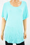 JM Collection Women Short-Sleeve Stretch Blue Blouse Top Plus 2X