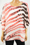 JM Collection Women Orange Printed Chiffon Poncho Blouse Top Large L
