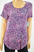 JM Collection Women's Stretch Pink Shirttail-Hem Blouse Top Small S
