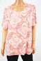 JM Collection Women Orange Printed Jacquard Blouse Top Plus 2X