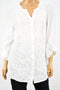 JM Collection Women White Embroidered Button Down Tunic Top Plus 1X