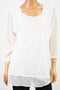 JM Collection Woman White Embellish Chiffon-Hem Lace Blouse Plus 1X