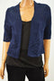 JM Collection Women Blue Open-Front Crochet Knit Cardigan Medium M