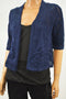 JM Collection Women Blue Open-Front Crochet Knit Cardigan Medium M