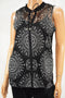 INC International Concepts Women Black 2PC Printed Blouse Top Medium M