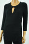 INC Concepts Women 3/4 Sleeve Black Keyhole Blouse Top Petite L