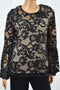 INC Concepts Women's Stretch Black lace Blouse Top X-Large XL