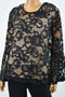 INC Concepts Women's Stretch Black lace Blouse Top X-Large XL