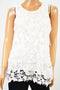 Alfani Women's Crew Neck Sleeveless White Lace Blouse Top Petite 8