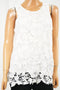 Alfani Women's Crew Neck Sleeveless White Lace Blouse Top Petite 4